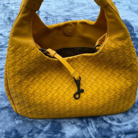 Bottega Veneta Women Shoulder Bag Yellow Intrecciato Leather Hobo Made in Italy - Picture 12 of 12